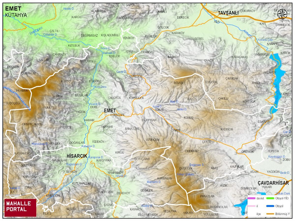 EMET Fiziki Haritası | Dağlar, Ovalar ve Akarsu Bilgileri