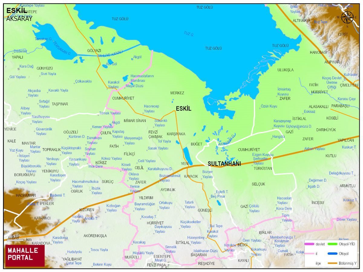 ESKİL Fiziki Haritası | Dağlar, Ovalar ve Akarsu Bilgileri