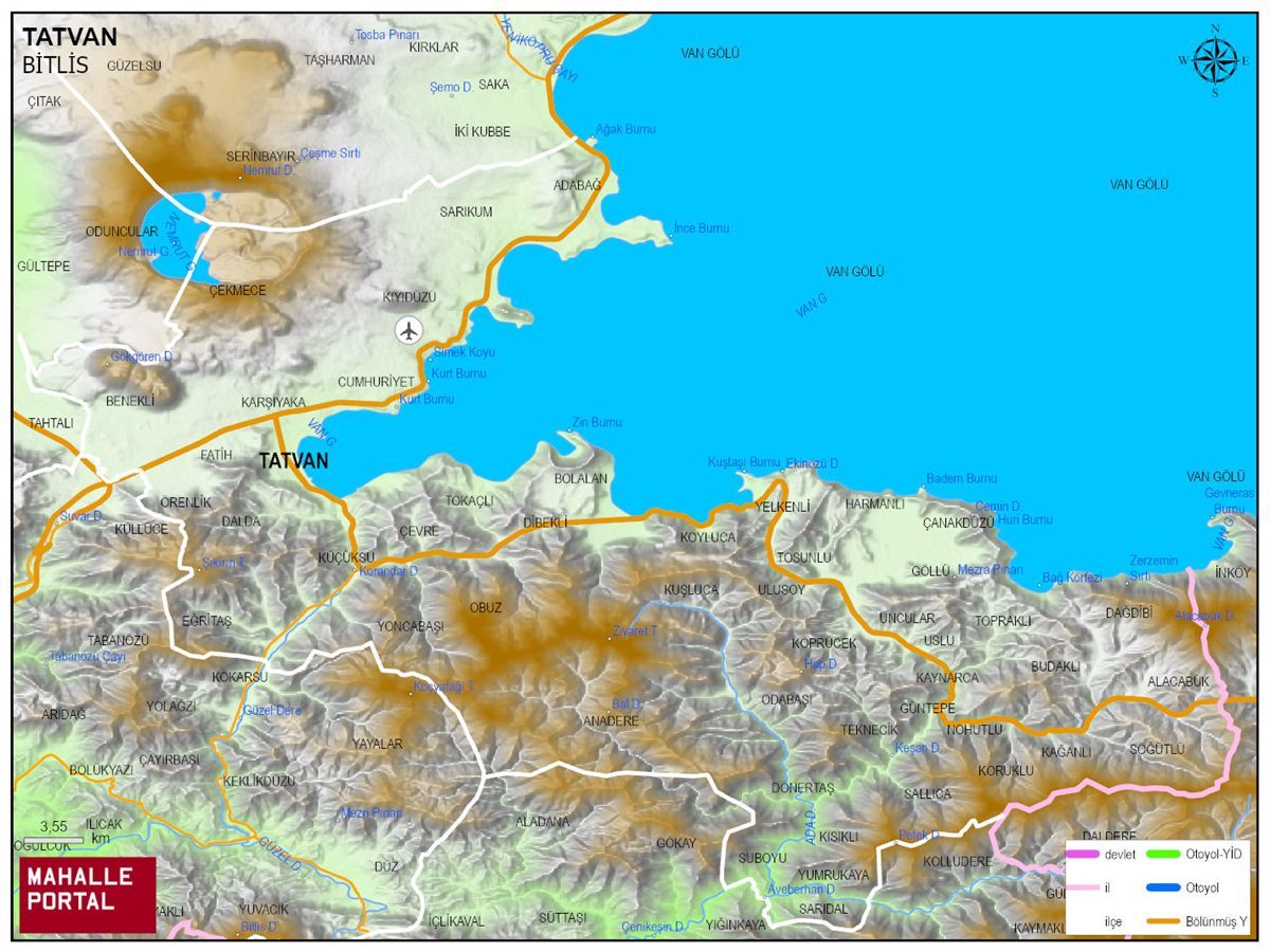 TATVAN Fiziki Haritası | Coğrafi Yapı ve Detaylı İlçe Haritası