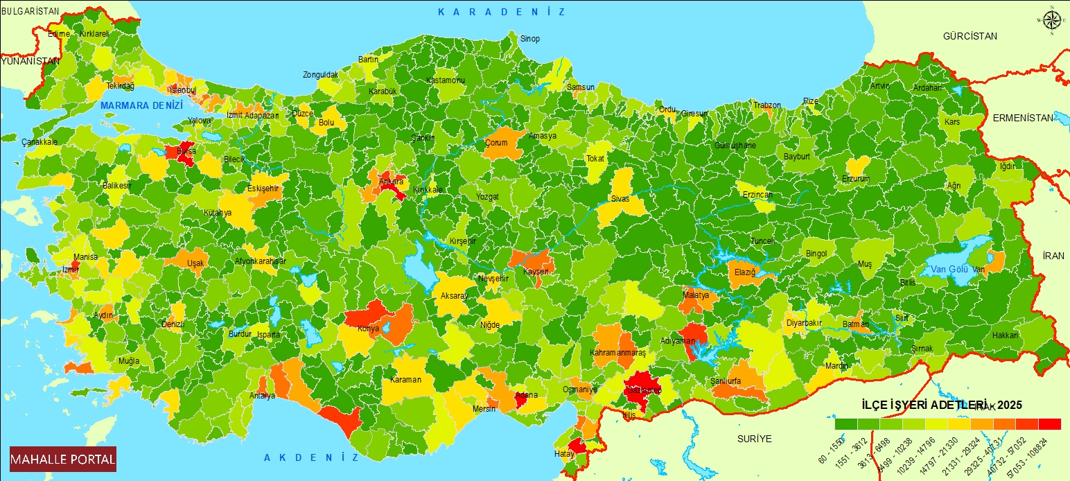 İlçe İşyeri Sayısı Haritası