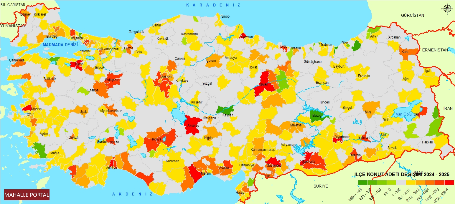 İlçe Konut Sayısı Değişim Haritası