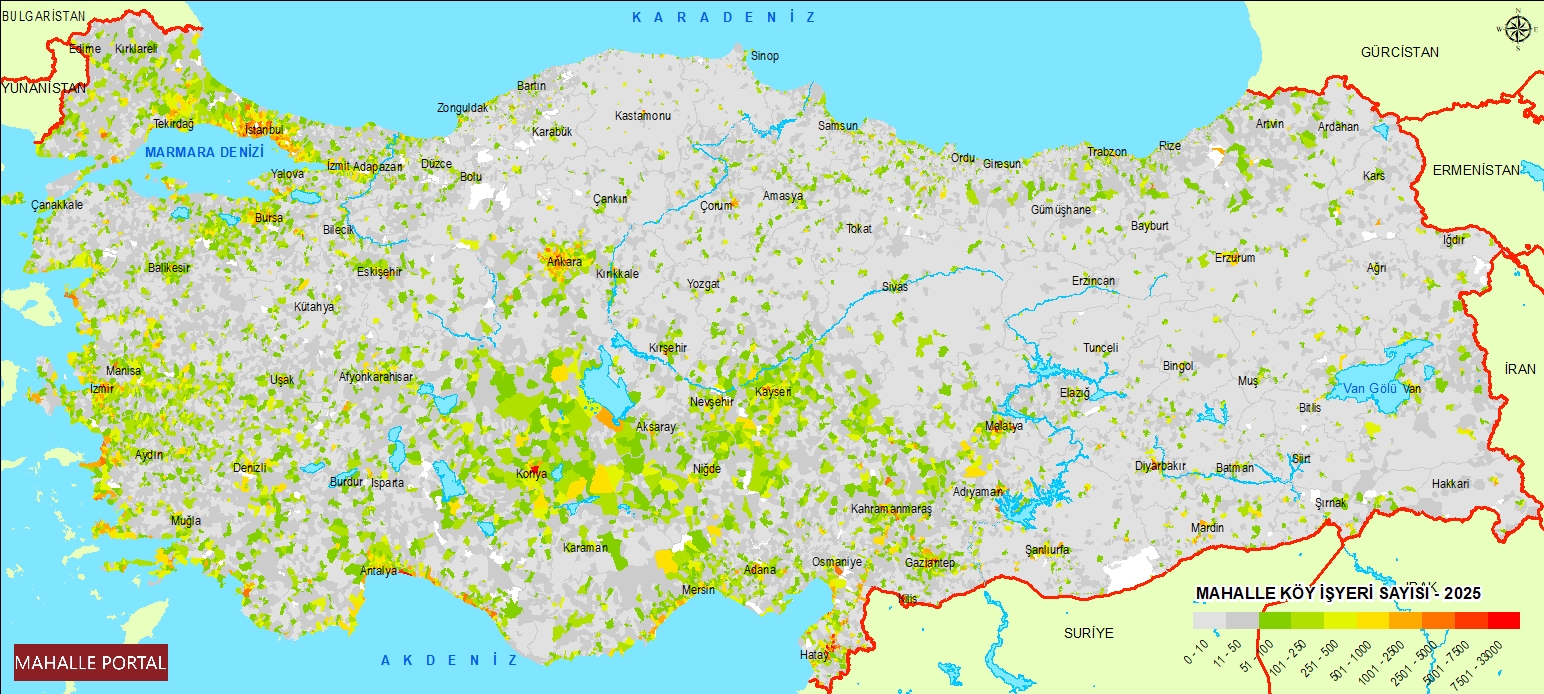 Mahalle Köy İş Yeri Sayısı Haritası
