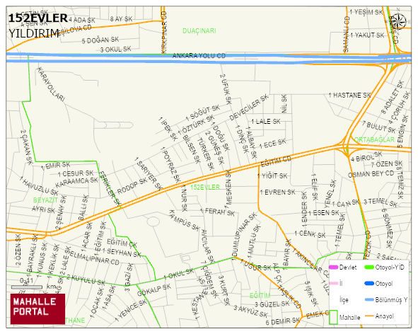 152EVLER Mahallesi Haritası | Detaylı Köy ve Mahalle Görünümü