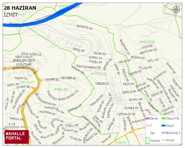 28 HAZİRAN Mahallesi Haritası | Yükselti ve Doğa Özellikleri