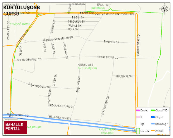 KURTULUŞOSB Mahallesi Haritası | Mahalle ve Köy Sınırı