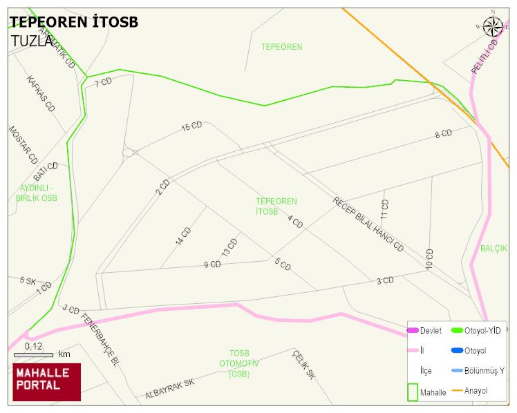TEPEOREN İTOSB Mahallesi Haritası | Detaylı Köy ve Mahalle Görünümü