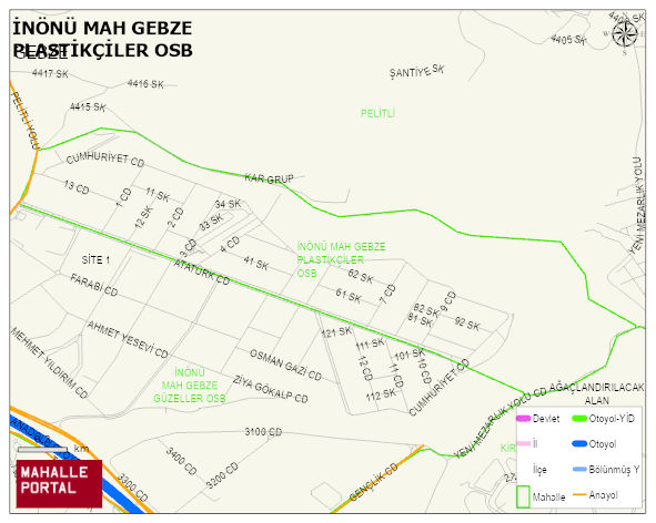 İNÖNÜ MAH GEBZE PLASTİKÇİLER OSB Mahallesi Haritası | Güncel Mahalle ve Köy Haritası