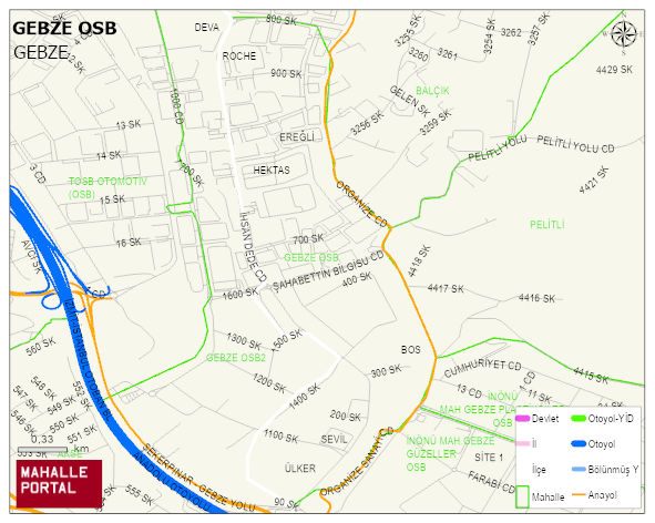 GEBZE OSB Mahallesi Haritası | Detaylı Köy ve Mahalle Görünümü