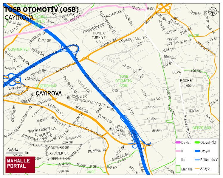 TOSB OTOMOTİV (OSB) Mahallesi Haritası | Sayısal Bölge Görünümü
