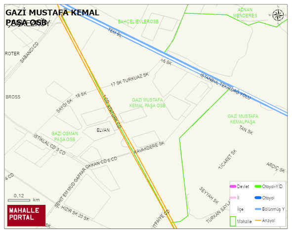 GAZİ MUSTAFA KEMAL PAŞA OSB Mahallesi Haritası | Detaylı Köy ve Mahalle Görünümü