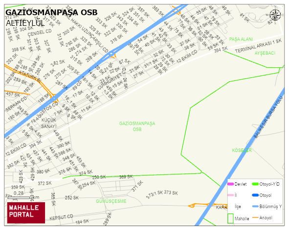 GAZİOSMANPAŞA OSB Mahallesi Haritası | Uydu Görüntüsü ve Harita Detayları