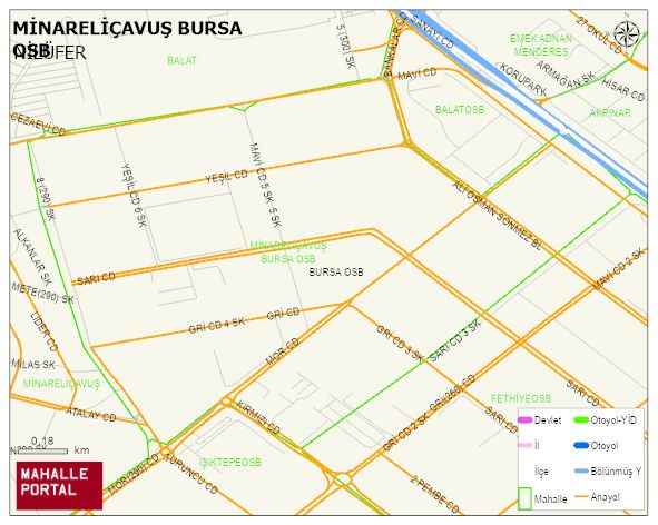 MİNARELİÇAVUŞ BURSA OSB Mahallesi Haritası | Güncel Mahalle ve Köy Haritası