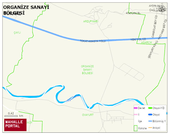 ORGANİZE SANAYİ BÖLGESİ Mahallesi Haritası | Dağlar, Ovalar ve Akarsu Bilgileri
