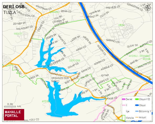 DERİ OSB Mahallesi Haritası | İnteraktif Köy ve Mahalle Sınırları