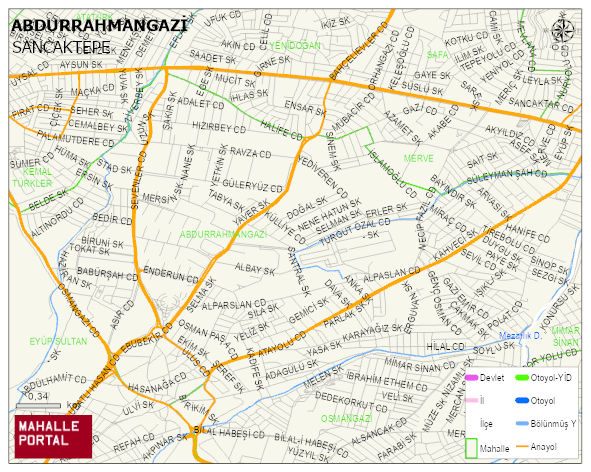 ABDURRAHMANGAZİ Mahallesi Haritası | Mahalle ve Köy Sınırı