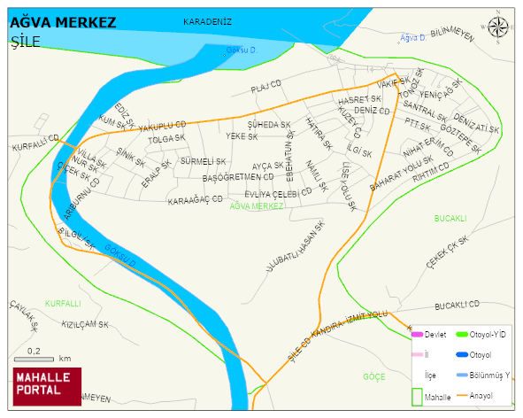 AĞVA MERKEZ Mahallesi Haritası | Mahalle ve Köy Sınırı