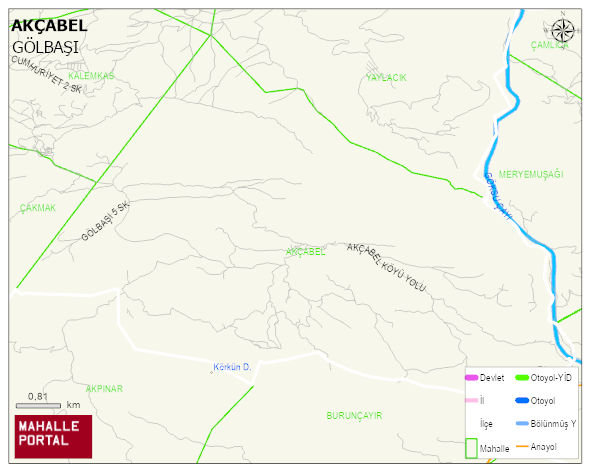 AKÇABEL Köyü Haritası | Mahalle ve Köy Sınırı