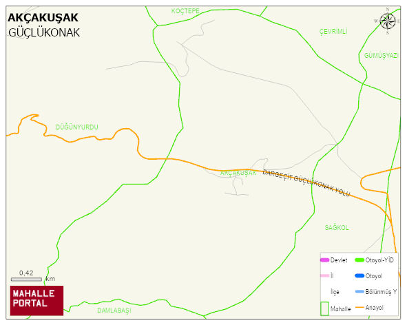 AKÇAKUŞAK Köyü Haritası | İnteraktif Köy ve Mahalle Sınırları