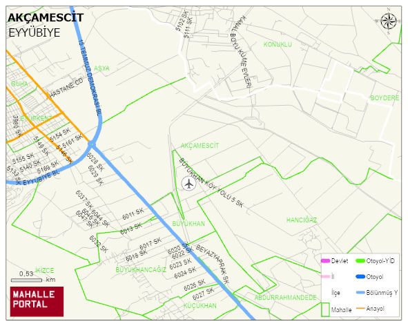 AKÇAMESCİT Mahallesi Haritası | Mahalle ve Köy Sınırı