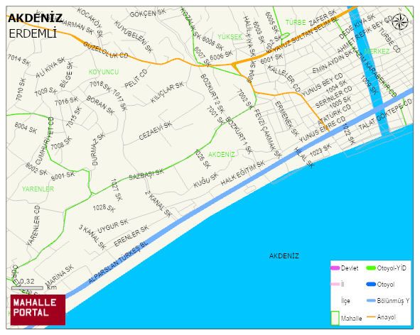 AKDENİZ Mahallesi Haritası | Detaylı Köy ve Mahalle Görünümü