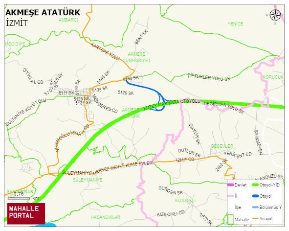 AKMEŞE ATATÜRK Mahallesi Haritası | Güncel Mahalle ve Köy Haritası