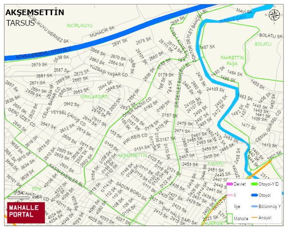 AKŞEMSETTİN Mahallesi Haritası | İnteraktif Köy ve Mahalle Sınırları