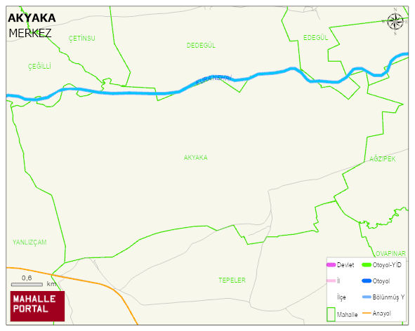 AKYAKA Köyü Haritası | İnteraktif Köy ve Mahalle Sınırları