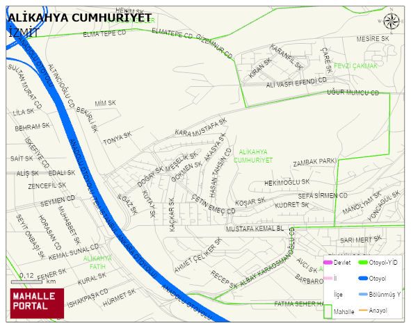 ALİKAHYA CUMHURİYET Mahallesi Haritası | Dağlar, Ovalar ve Akarsu Bilgileri