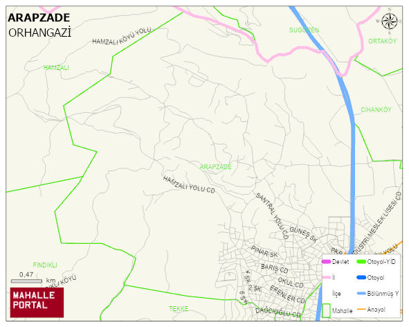 ARAPZADE Mahallesi Haritası | İnteraktif Köy ve Mahalle Sınırları