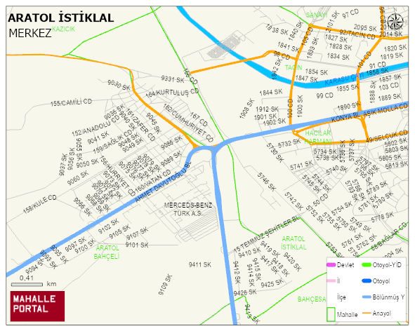ARATOL İSTİKLAL Mahallesi Haritası | Yükselti ve Doğa Özellikleri