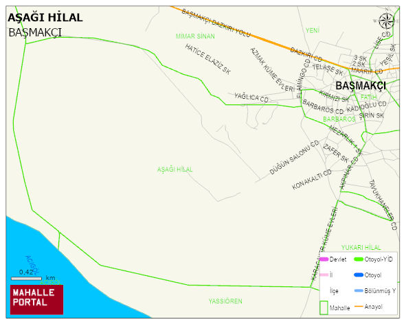 AŞAĞI HİLAL Mahallesi Haritası | Yükselti ve Doğa Özellikleri