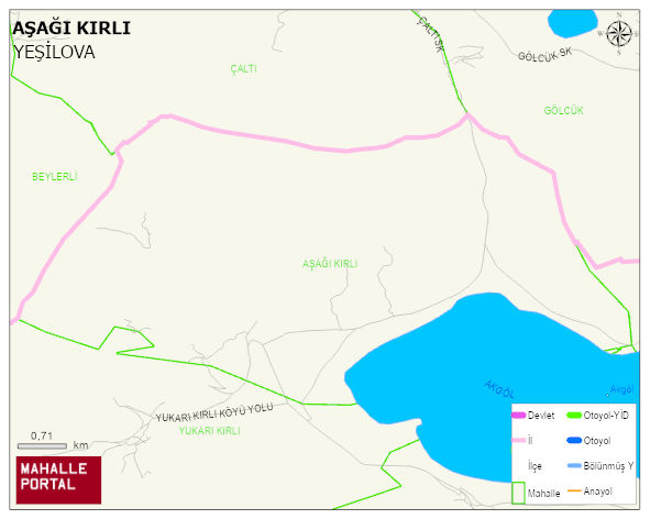 AŞAĞI KIRLI Köyü Haritası | Yükselti ve Doğa Özellikleri