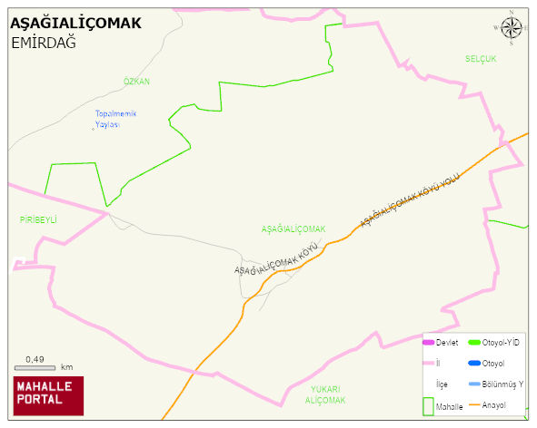 AŞAĞIALİÇOMAK Köyü Haritası | Detaylı Köy ve Mahalle Görünümü