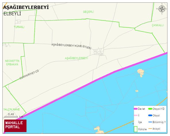 AŞAĞIBEYLERBEYİ Köyü Haritası | Yükselti ve Doğa Özellikleri