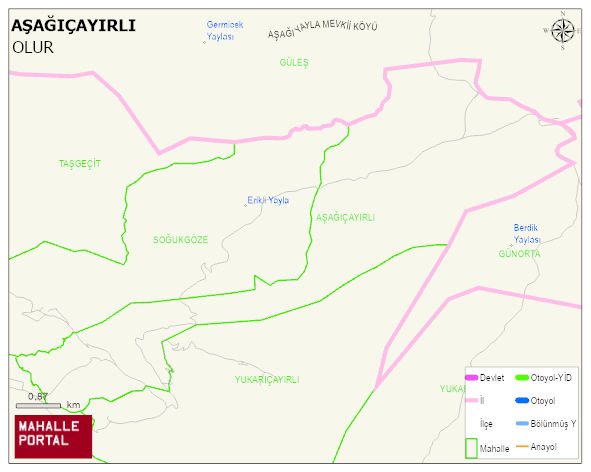 AŞAĞIÇAYIRLI Mahallesi Haritası | Coğrafi Yapı ve Detaylı Haritası