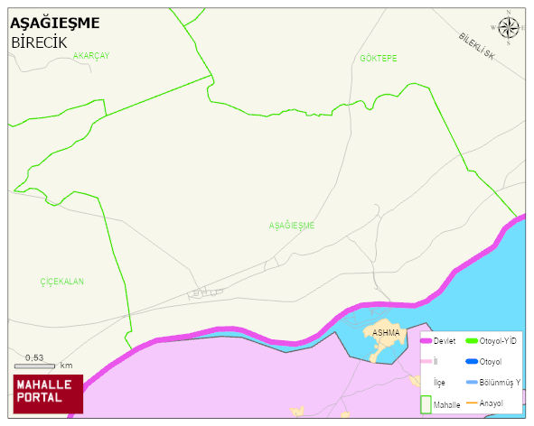 AŞAĞIEŞME Mahallesi Haritası | Dağlar, Ovalar ve Akarsu Bilgileri