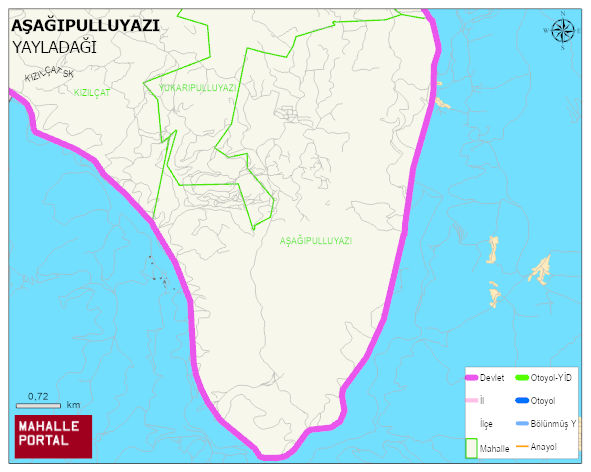 AŞAĞIPULLUYAZI Mahallesi Haritası | Mahalle ve Köy Sınırı