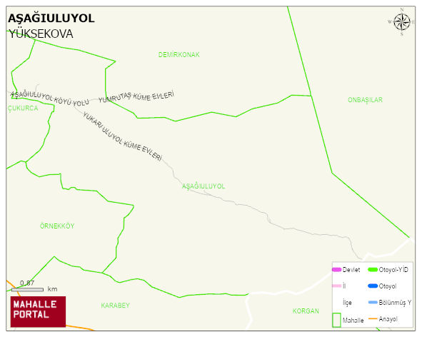 AŞAĞIULUYOL Köyü Haritası | Yükselti ve Doğa Özellikleri