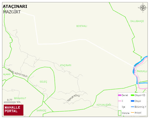 ATAÇINAR Köyü Haritası | Detaylı Köy ve Mahalle Görünümü