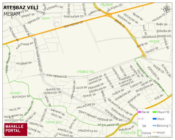 ATEŞBAZ VELİ Mahallesi Haritası | Mahalle ve Köy Sınırı