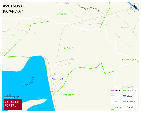 AVCISUYU Mahallesi Haritası | Dağlar, Ovalar ve Akarsu Bilgileri