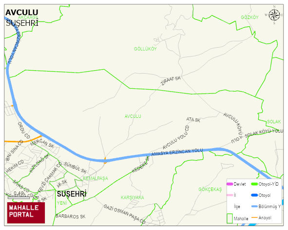 AVCULU Mahallesi Haritası | Yükselti ve Doğa Özellikleri