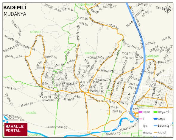 BADEMLİ Mahallesi Haritası | Mahalle ve Köy Sınırı