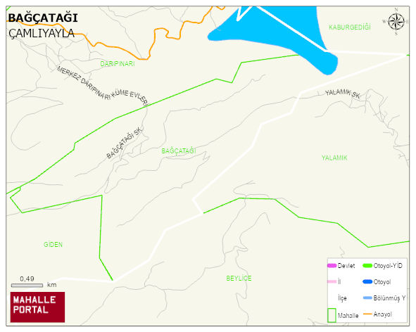 BAĞÇATAĞI Mahallesi Haritası | Dağlar, Ovalar ve Akarsu Bilgileri