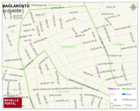 BAĞLARÜSTÜ Mahallesi Haritası | İnteraktif Köy ve Mahalle Sınırları