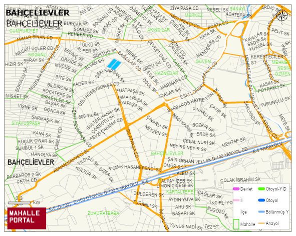 BAHÇELİEVLER Mahallesi Haritası | Detaylı Köy ve Mahalle Görünümü