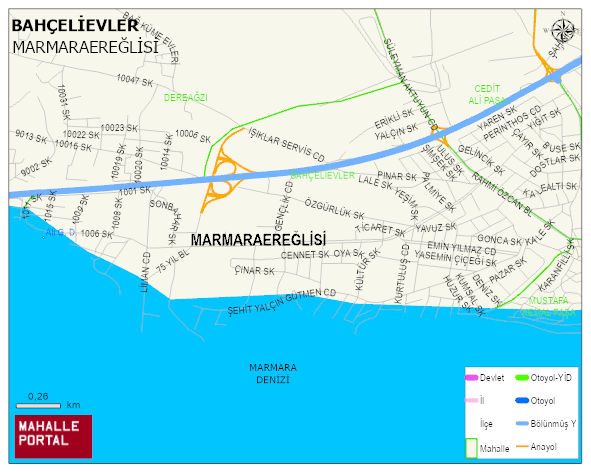 BAHÇELİEVLER Mahallesi Haritası | Yükselti ve Doğa Özellikleri