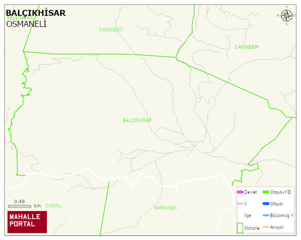 BALÇIKHİSAR Köyü Haritası | Mahalle ve Köy Sınırı