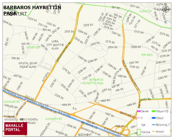 BARBAROS HAYRETTİN PAŞA Mahallesi Haritası | Yükselti ve Doğa Özellikleri