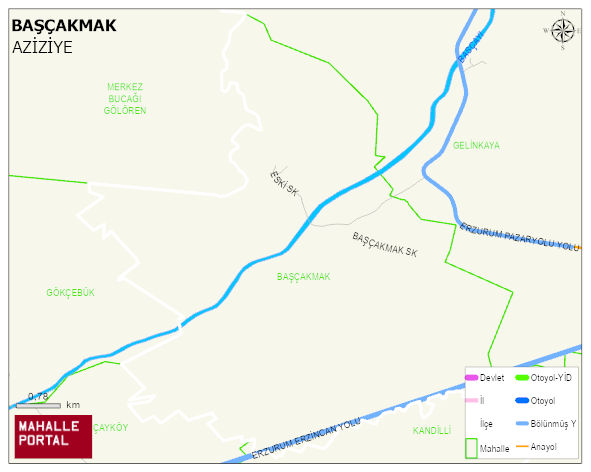 BAŞÇAKMAK Mahallesi Haritası | Mahalle ve Köy Sınırı